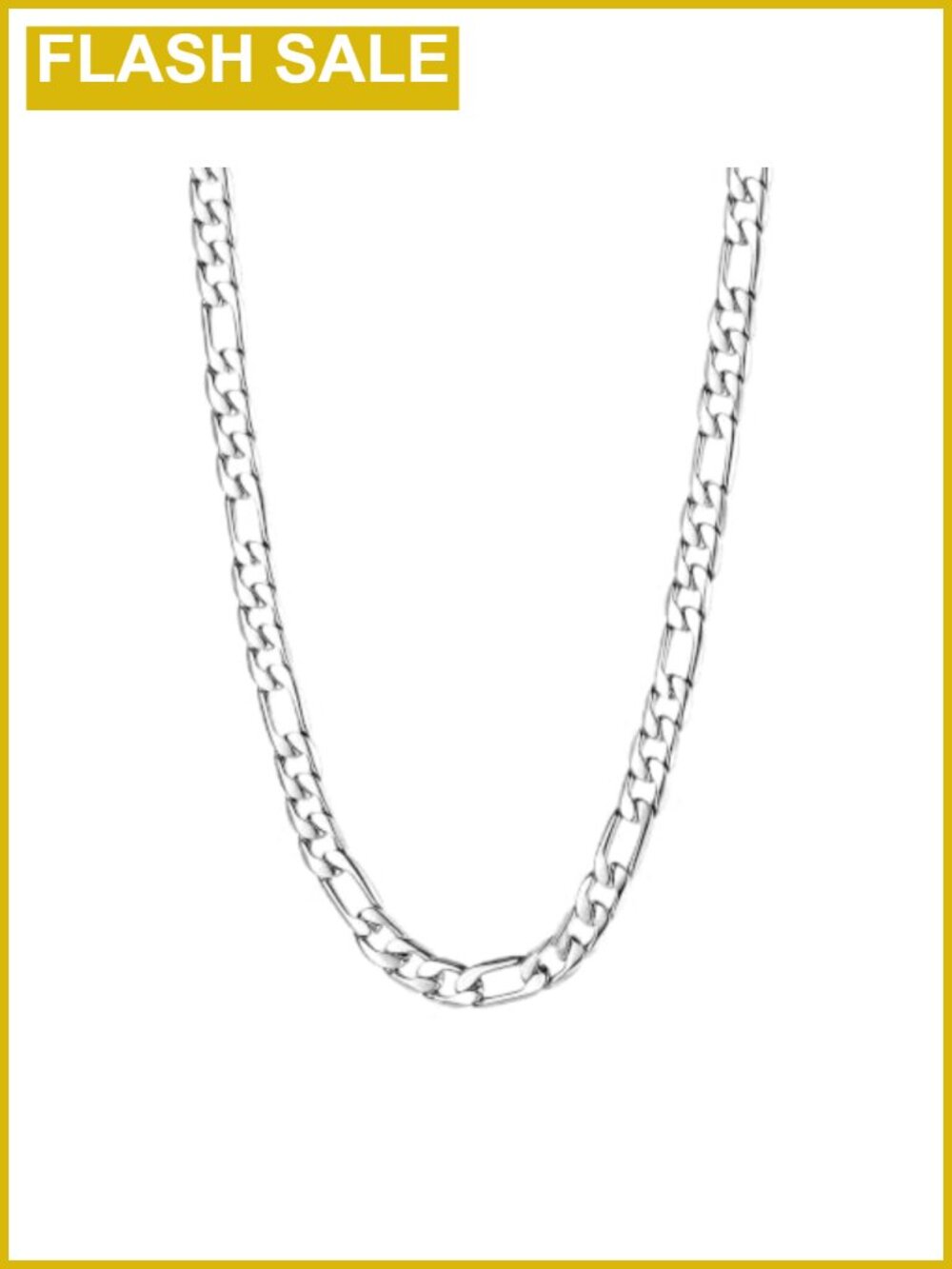 Stainless Steel Figaro Chain Necklace Men's 20 Inch Lobster Clasp